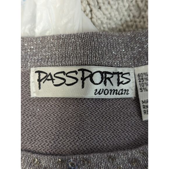 NWOT! PASSPORTS WOMAN! SHIMMERY SILVER GRAY BEADED, SEQUINNED SWEATER! SZ 1X - Picture 5 of 9
